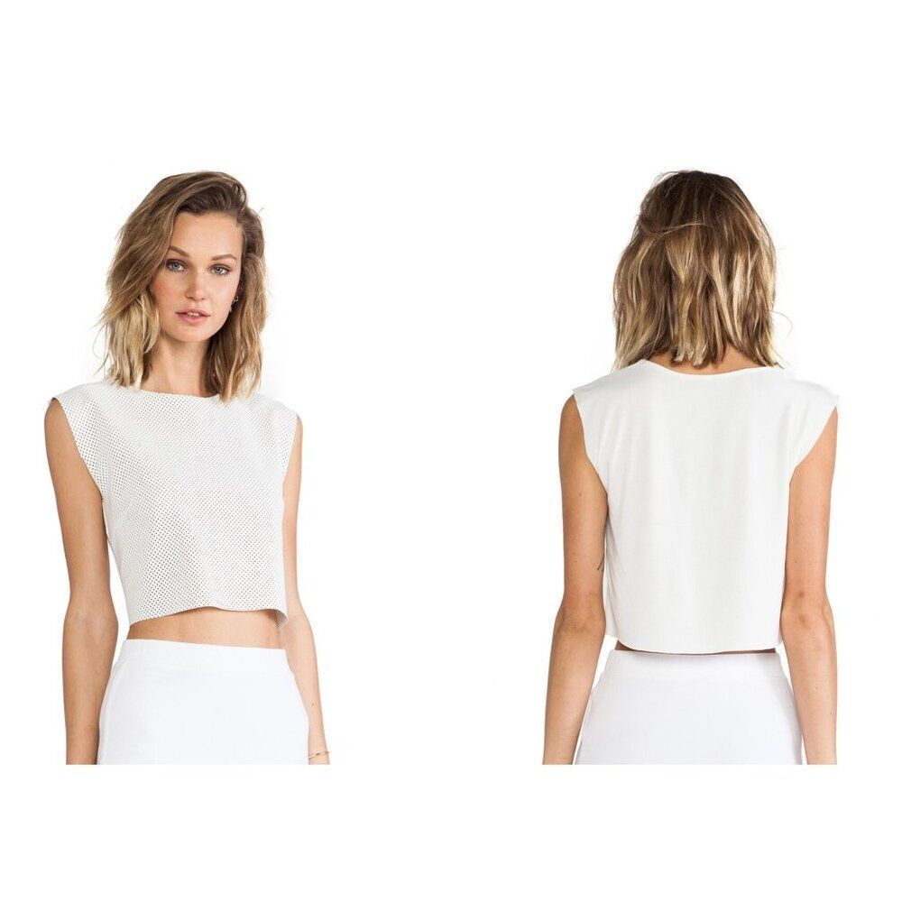 Bailey 44 Kwaito Alabaster Top - Size M - Perforated Sleeveless Minimalist - Picture 2 of 10